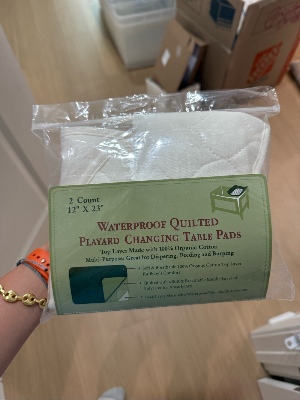 Waterproof Quilted Playard Changing Table Pads - White